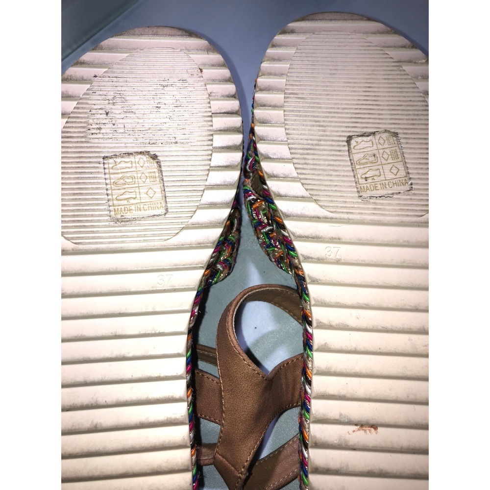 Patrizia by Spring Step Rocking Multi Color Woven Platform Sandals Tan Size 37 - Picture 9 of 9